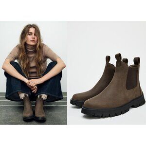NEW ZARA chunky sole flat ankle boots 2153 size 6.5